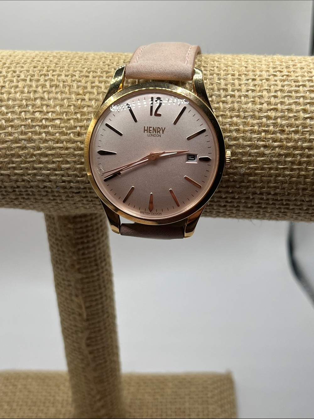 Henry London Rose Gold Watch with Pale Pink Dial and Strap- New battery